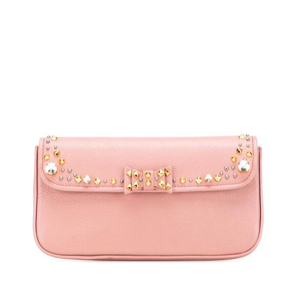 miu miu Handbags - Pre Loved miu miu Studded Leather Clutch Women Pink Clutches